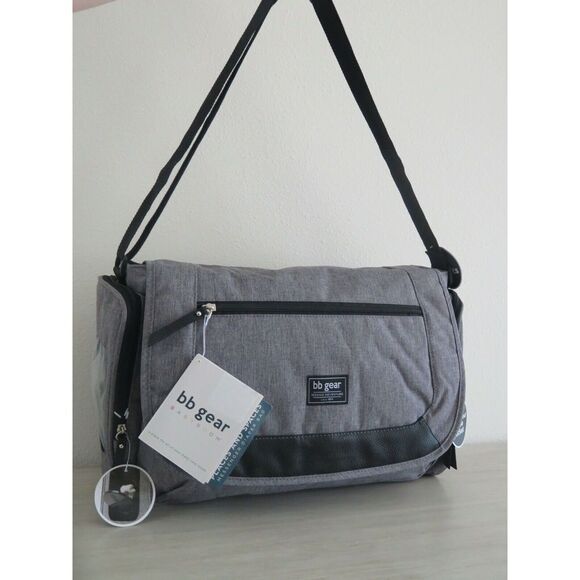 BB GEAR CROSS HATCH DUFFEL MESSENGER LARGE DIAPER BAG, GREY - Picture 6 of 9